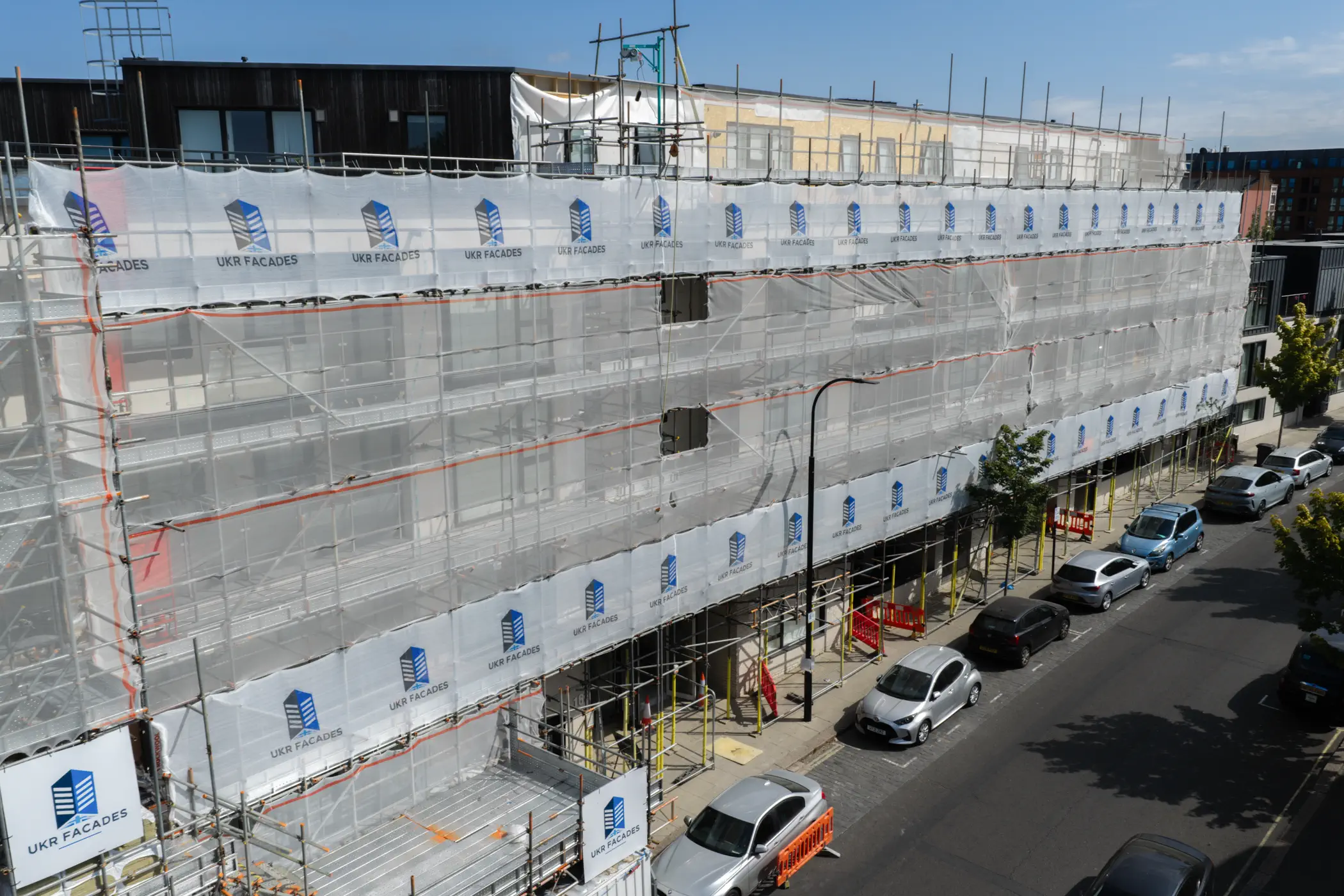 ukr-facades-the-central-london-project-aerial-1 Aerial view of extensive facade remediation works across The Central residential development in London